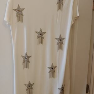 Beige mini dress with sequin stars